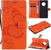 Voor Huawei Enjoy 20 Plus 5G 3D Vlinders Embossing Patroon Horizontale Flip Leren Case met Houder & Kaartsleuf & Portemonnee (Oranje)