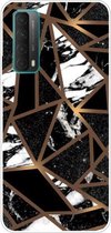 Voor Huawei P Smart 2021 marmeren patroon schokbestendige TPU beschermhoes (ruit zwart)