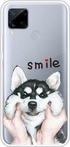 Voor OPPO Realme C15 Gekleurde tekening Clear TPU Cover Beschermhoesjes (Pinch Face Dog)