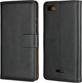 Lederen horizontale flip-holster voor Xiaomi Redmi 6A, met magnetische sluiting en beugel en kaartsleuf en portemonnee (zwart)