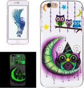 Voor iPhone 6 Plus & 6s Plus Noctilucent Moon And Owls Pattern IMD Vakmanschap Soft TPU Cover Case