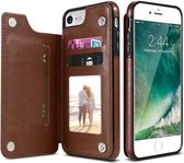 Voor iPhone XR Retro PU lederen tas Multi-kaarthouders Telefoonhoes (bruin)