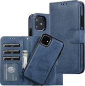 Voor iPhone 11 KLT888-2 Retro 2 in 1 afneembare magnetische horizontale flip TPU + PU lederen tas met houder & kaartsleuven & fotolijst & portemonnee (donkerblauw)