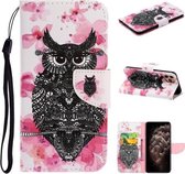 Voor iPhone 11 Pro Max Gekleurd tekeningpatroon Horizontaal Flip TPU + PU lederen hoesje met houder & kaartsleuven & portemonnee & lanyard (uil)