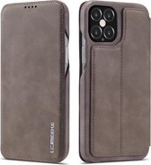 Voor iPhone 12/12 Pro LC.IMEEKE Hon Ancient Series horizontale flip lederen tas met houder en kaartsleuf (koffie)