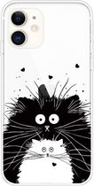 Voor iPhone 11 gekleurd tekeningpatroon zeer transparant TPU beschermhoes (zwart-witte rat)