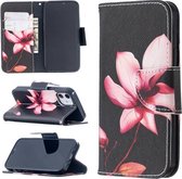 Voor iPhone 12 mini Gekleurd tekeningpatroon Horizontaal leren flip-hoesje met houder & kaartsleuven & portemonnee (Lotus)