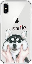 Voor iPhone XS Max gekleurd tekeningpatroon zeer transparant TPU beschermhoes (Pinch Dog)