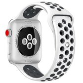 Voor Apple Watch Series 6 & SE & 5 & 4 40mm / 3 & 2 & 1 38mm Sport Siliconen Horlogeband Standaard Editie (Wit Zwart)