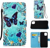 Voor iPhone 12 Pro Max Painted Flat Texture Leather Case met Lanyard & Card Slot & Wallet & Holder (Love Butterfly)
