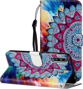Voor Huawei Y8p / Enjoy 10s Olie Reliëf Gekleurd Tekening Patroon Horizontale Flip PU Lederen Case met Houder & Kaartsleuven & Portemonnee (Half Zonnebloem)