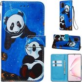 Voor Galaxy A81 Gekleurde tekening patroon Plain Weave horizontale Flip lederen tas met houder & kaartsleuf & portemonnee & lanyard (Panda Under The Sea)
