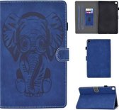 Voor Galaxy Tab A 10.1 (2019) T510 T515 Reliëf Olifant Patroon Horizontaal Flip PU lederen tas met magnetische gesp en beugel en kaartsleuf (blauw)