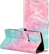 Voor Galaxy S20 + Gekleurde tekening Marmerpatroon Horizontale flip PU lederen tas met houder & kaartsleuven & portemonnee (roze groen)