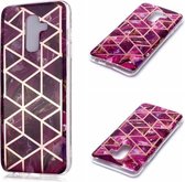 Voor Galaxy A6 + (2018) Plating Marble Pattern Soft TPU beschermhoes (paars)