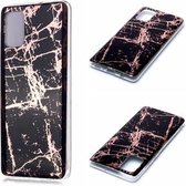 Voor Galaxy A71 Plating Marble Pattern Soft TPU beschermhoes (zwart goud)