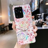 Voor Galaxy A51 Kleurrijke Laser Flower-serie IMD TPU mobiele telefoonhoes met opvouwbare standaard (Lyre Coral KB4)