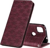 Voor Google Pixel 4a Lucky Flowers Embossing Pattern Magnetische Horizontale Flip Leather Case met houder & kaartsleuven (wijnrood)