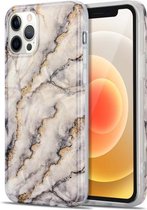 TPU verguld marmeren patroon beschermhoes voor iPhone 12/12 Pro (grijs)