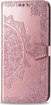 Huawei P40 Lite Hoesje - Mobigear - Mandala Serie - Kunstlederen Bookcase - Roségoud - Hoesje Geschikt Voor Huawei P40 Lite