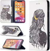 Gekleurde tekening patroon Onzichtbare magnetische horizontale Flip PU lederen tas met houder & kaartsleuven & portemonnee voor iPhone 11 Pro (meisje)