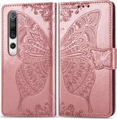 Xiaomi Mi 10 Hoesje - Mobigear - Butterfly Serie - Kunstlederen Bookcase - Roségoud - Hoesje Geschikt Voor Xiaomi Mi 10