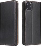 Fierre Shann PU lederen textuur horizontale flip lederen tas met houder & kaartsleuven & portemonnee voor iPhone 11 (zwart)