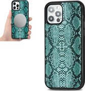 Python Texture Embossing Magnetisch PU + TPU Beschermend MagSafe-hoesje voor iPhone 12/12 Pro (groen)