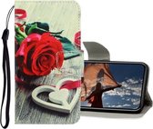 3D Gekleurde Tekening Horizontale Flip PU Leren Case met Houder & Kaartsleuven & Portemonnee Voor iPhone 12 mini (Red Rose)