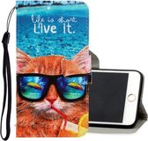 Voor iPhone 8 Plus / 7 Plus 3D Gekleurde Tekening Horizontale Flip PU Leren Case met Houder & Kaartsleuven & Portemonnee (Onderwater Kat)