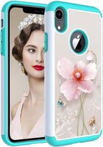 Kleurentekeningpatroon PC + TPU beschermhoes voor iPhone XR (Pearl Flower)