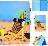 Voor iPad Pro 10.5 Gekleurde tekening stiksels Horizontale flip lederen tas, met houder en kaartsleuven (ananas)