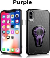 Antislip Y-vormige TPU-hoes voor mobiele telefoon met roterende autohouder voor iPhone X / XS (paars)