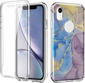 Voor iPhone XR C Style Pattern PC + TPU + PET Screen Protection IMD Craft Case (Marble Gold Powder)