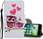 Voor iPhone 8 Plus / 7 Plus Gekleurd tekeningpatroon Horizontaal lederen flip-hoesje met houder & kaartsleuven en portemonnee (Owl Family)