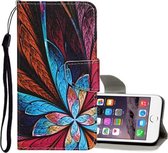 Voor iPhone 6 / 6s Gekleurd tekeningpatroon Horizontaal lederen flip-hoesje met houder & kaartsleuven & portemonnee (kleurrijke bloemen)