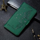 Voor Moto One Hyper Litchi Texture Feather Embossing Horizontale Flip Leren Case met Houder & Kaartsleuven & Portemonnee & Fotolijst & Lanyard (Groen)