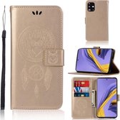 Voor Galaxy A51 Windgong Uil Embossing Patroon Horizontale Flip Leren Case met Houder & Kaartsleuven & Portemonnee (Goud)