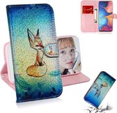 Gekleurde tekening patroon Kleurrijke magnetische gesp Horizontale flip PU lederen tas met houder & kaartsleuven & portemonnee & lanyard voor Galaxy A10e / A20e (Fox)