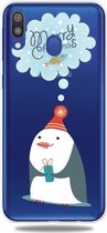 Voor Galaxy A30 Trendy schattig kerstpatroon doorzichtig TPU beschermhoes (pinguïn)