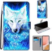 Voor Samsung Galaxy A72 5G Gekleurde Tekening Cross Textuur Horizontale Flip PU Lederen Case met Houder & Kaartsleuven & Portemonnee & Lanyard (Dick Rose Wolf)
