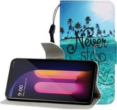 Voor LG V60 Gekleurde Tekening Horizontale Flip Leren Case met Houder & Kaartsleuf & Portemonnee (Blue Coconut Grove)