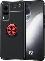 Voor vivo Y51 2020 metalen ringhouder 360 graden roterende TPU-hoes (zwart + rood)