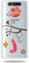 Voor Galaxy A80 Trendy schattig kerstpatroon doorzichtig TPU beschermhoes (geschenkvogel)