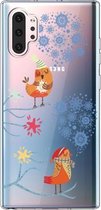 Voor Galaxy Note10 Pro Trendy schattig kerstpatroon doorzichtig TPU beschermhoes (sneeuwvlok en vogels)