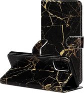 Voor Galaxy A51 Gekleurde Tekening Marmer Patroon Horizontale Flip PU Lederen Case met Houder & Kaartsleuven & Portemonnee (Zwart Goud)