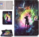 Voor 10 inch Universele Tablet PC Gekleurde Tekening Patroon Horizontale Flip PU Lederen Case met Houder & Kaartsleuf (Starry Deer)