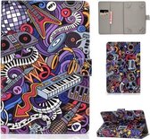 Voor 7 inch Universele Gekleurde Tekening Patroon Horizontale Flip PU Lederen Case met Houder & Kaartsleuven (Graffiti)