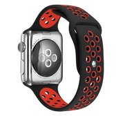 Voor Apple Watch Series 6 & SE & 5 & 4 44mm / 3 & 2 & 1 42mm Modieuze Klassieke Siliconen Sport Horlogeband (Zwart Rood)