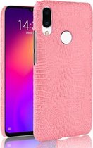 Schokbestendige krokodiltextuur pc + PU-hoes voor Meizu Note 9 (roze)
